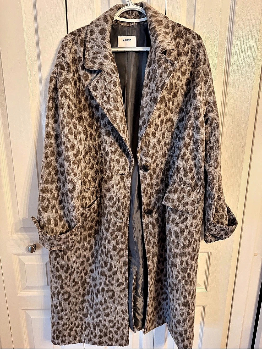 Old Navy Oversized Soft-Brushed Leopard-Print Coat for Women Large